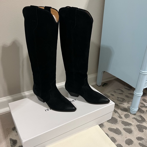 Isabel Marant Denvee tall suede pointed Western boots Black - Picture 4 of 8